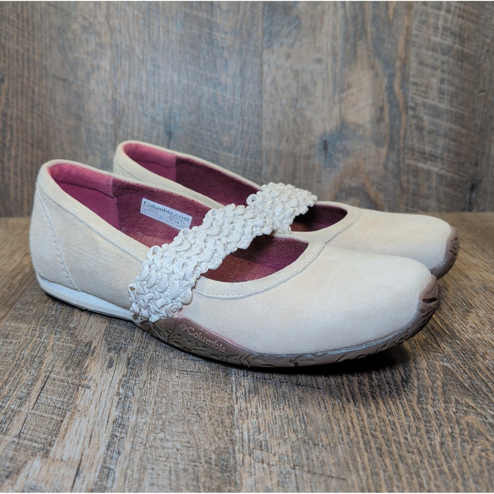 Columbia Kaci S Mary Jane Flats Women's Size 10 Beige Suede Comfort Shoes